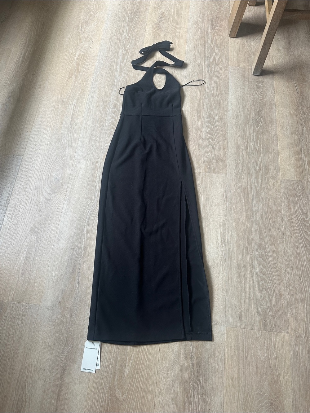 Abercrombie & Fitch Black Halter Maxi Dress with Keyhole